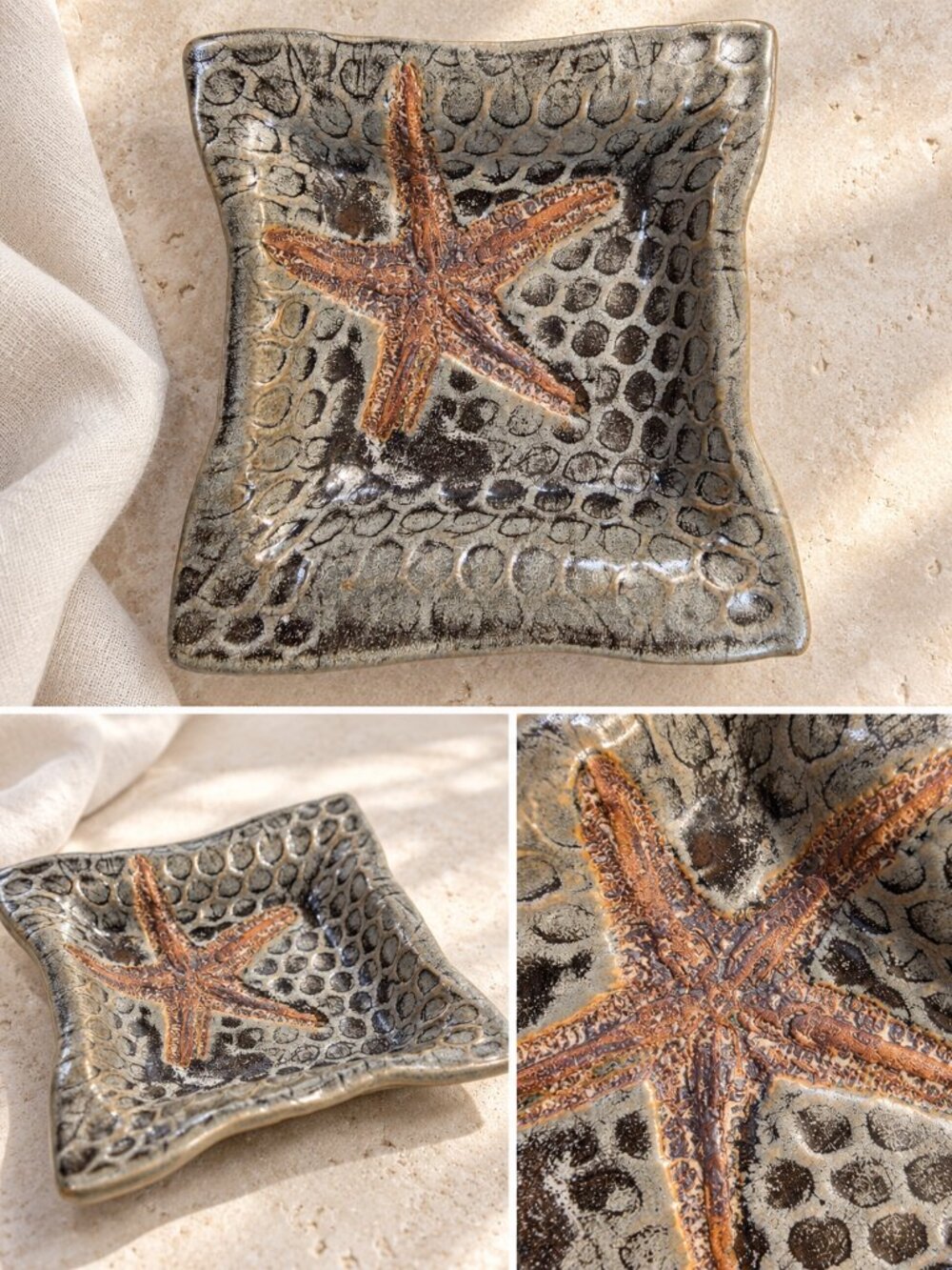 Ruby Haigh Signed Alaska Pottery Starfish Dish Coastal Trinket Tray